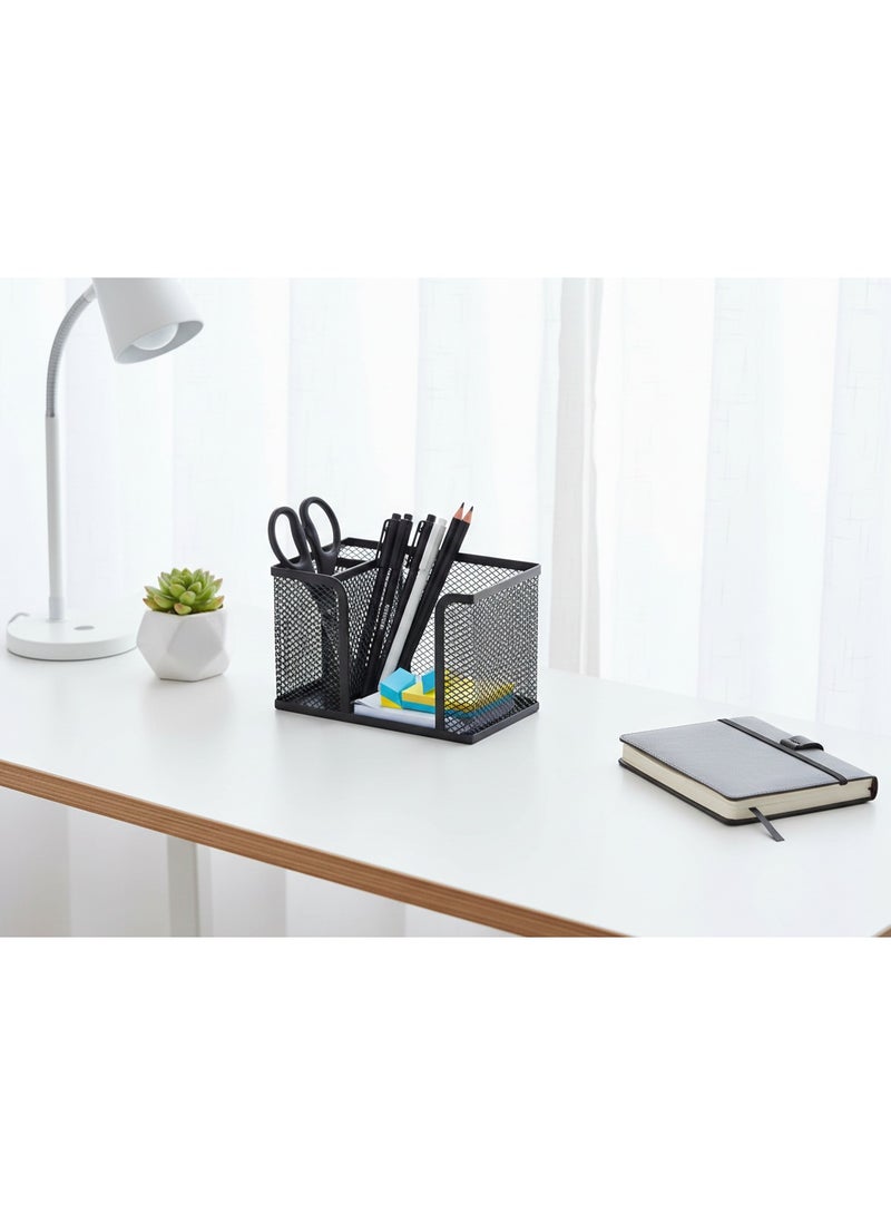 Black Mesh Desk Organizer 3 Slot Metal Mesh Storage Organizer for Paper, Pens, Colors – Space-Saving Practical Stationery Organizer for Office, Home, School - Image 5